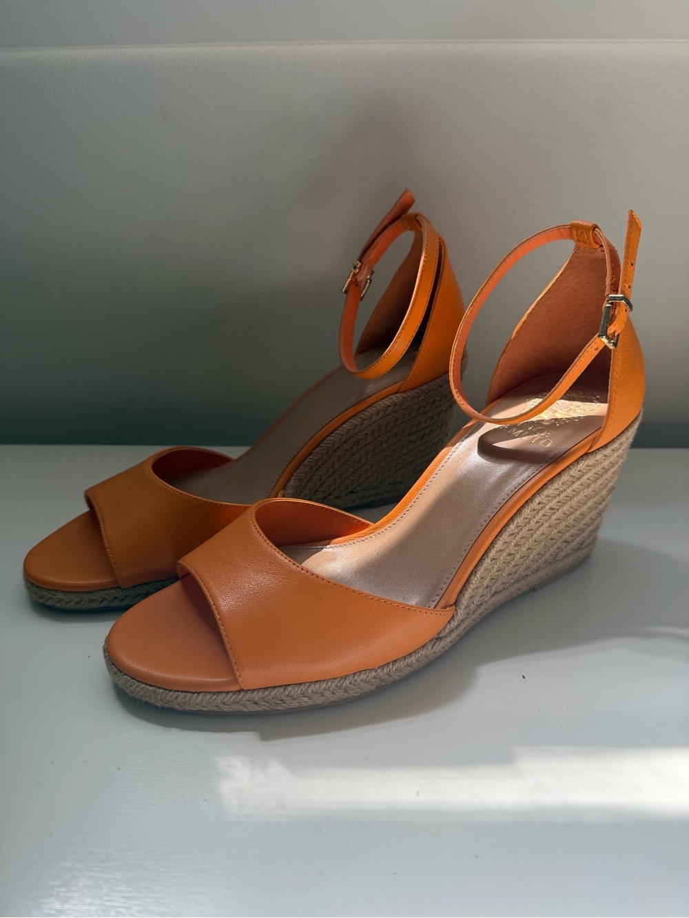 Vince Camuto Orange Espadrille Wedge Sandals with Ankle Strap sz 11